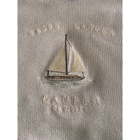 Vintage Lauren Ralph Lauren Sweater Women’s Medium Embroidered Sailboat - Picture 2 of 12